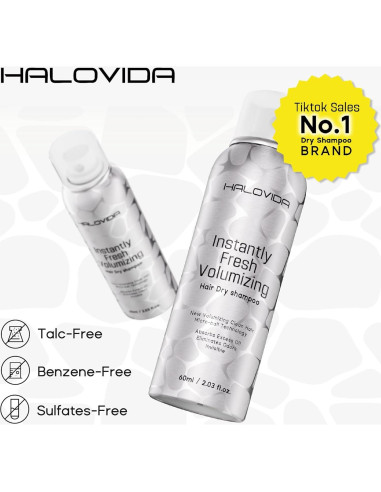 Champú Seco HALOVIDA 60 ml para Mujeres - Sin Residuo Blanco