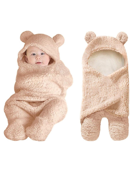 Manta Swaddle para Bebés XMWEALTHY con Capucha Oso Marrón