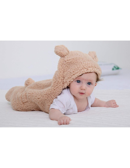Manta Swaddle para Bebés XMWEALTHY con Capucha Oso Marrón