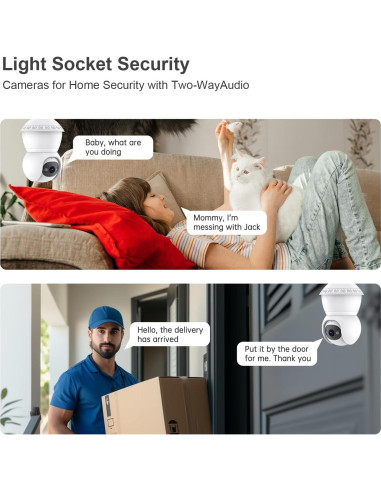 Cámara de Seguridad con Bombilla JCMNETE 2K WiFi 5G/2.4GHz