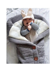 Manta Envoltura Unisex XMWEALTHY para Bebés 75x37cm Gris 2