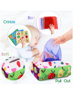 Juguete Sensorial Montessori YOGINGO Caja de Pañuelos Colorido 2