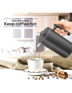 Cafetera Prensa Francesa Coffito 34 oz Acero Inoxidable Negro 2