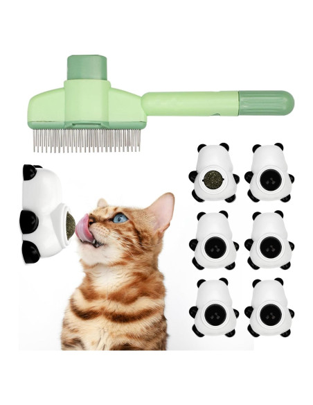 6 Pelotas de Hierba Gatera BluGun + Peine para Gato