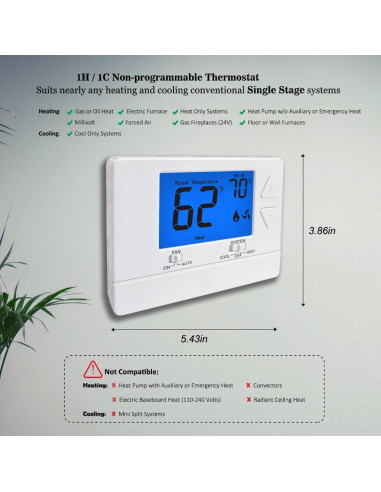 Termostato Digital No Programable Riseem S3001 Azul 24V