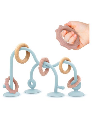 Juguete Sensorial para Bebés con Ventosa Ascnduup - Silicona y Madera