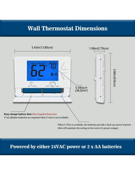 Termostato Digital No Programable Riseem S3001 Azul 24V