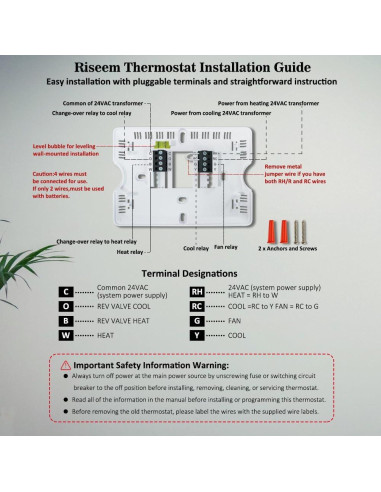 Termostato Digital No Programable Riseem S3001 Azul 24V
