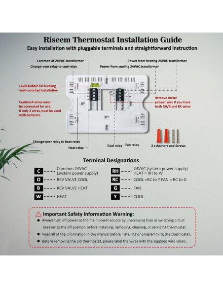 Termostato Digital No Programable Riseem S3001 Azul 24V