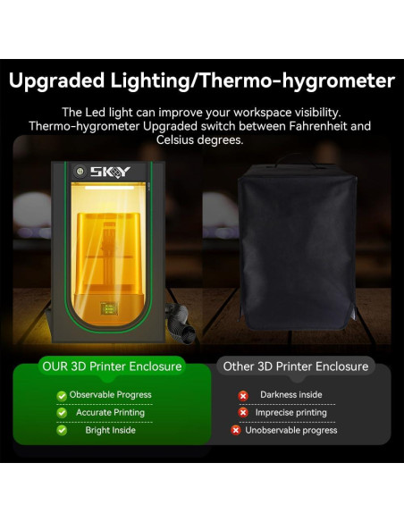 Cubierta de Impresora 3D Skouphy con Ventilación y Luz LED