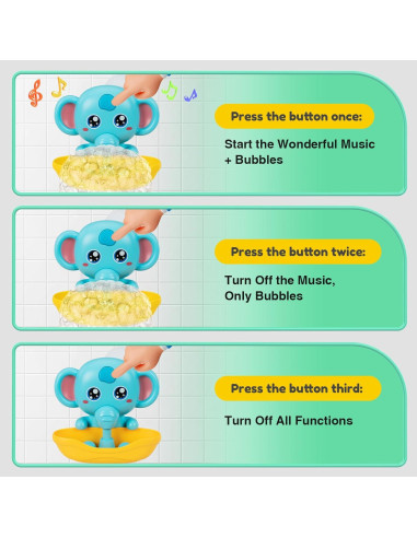 Juguete de Baño Elefante CAHILON con Burbujas y Música
