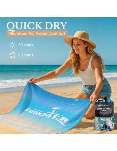 Toalla de Playa Casa Platino 2 Paquete Microfibra 180x80 cm