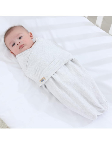 Envoltura Ajustable para Bebés BlueSnail Algodón Gris 0-3M