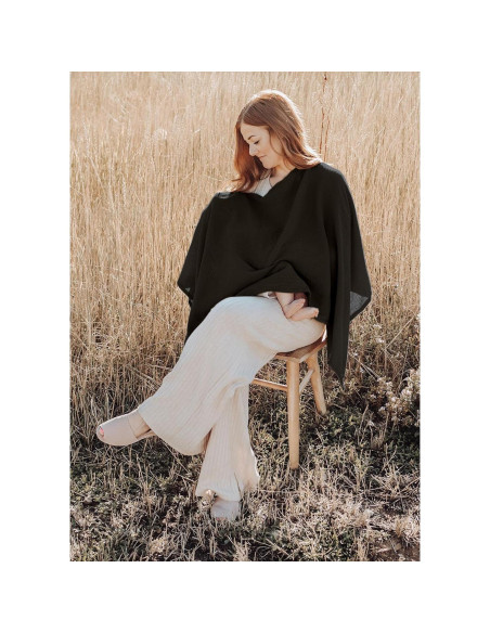 Cubierta de Lactancia Konssy 100% Algodón Negro 360 Privacidad Cubierta de Lactancia Konssy 100% Algodón Negro 360 Privacidad