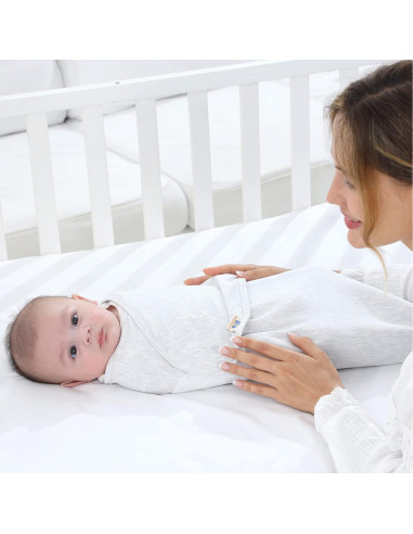 Envoltura Ajustable para Bebés BlueSnail Algodón Gris 0-3M