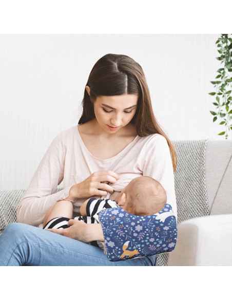 Almohada de brazo para lactancia POVENK azul algodón suave