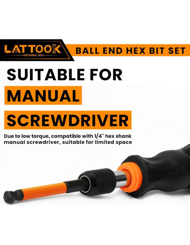 Juego de Puntas Hexagonales con Punta Esférica LATTOOK 24PCS