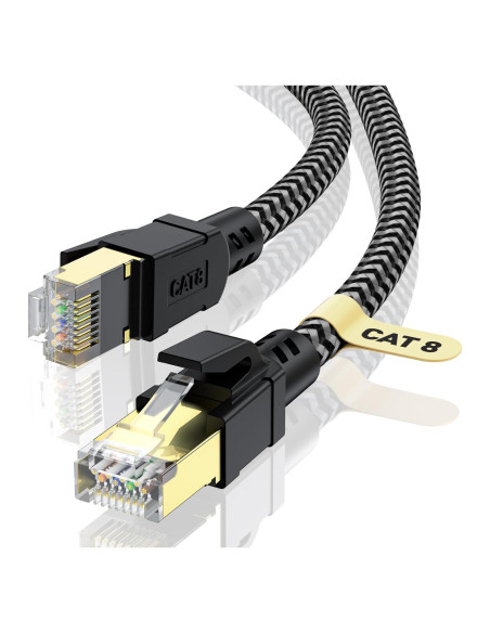 Cable Ethernet Cat 8 0.3M CABNEER Alta Velocidad 40Gbps