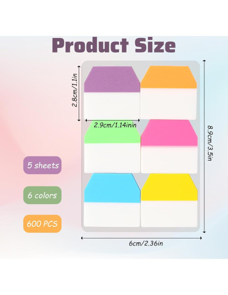 600 Piezas Pestañas Adhesivas 1 Pulgada Vin Beauty Multicolor