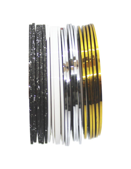 Cinta Estriada para Uñas Hoiumlz - 20 Pcs Brillantes 0.8mm