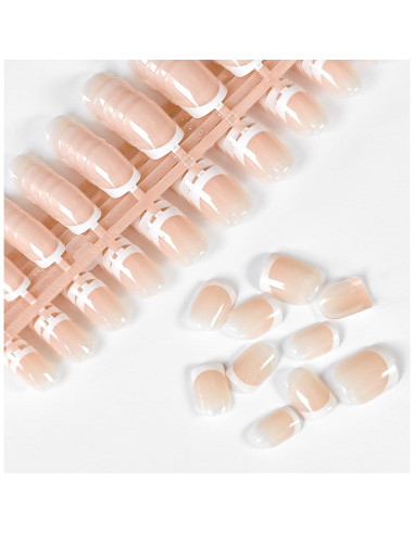 Kits de Uñas Acrílicas Falsas IKISKT 120 Pcs Francesas Cortas