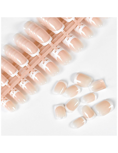 Kits de Uñas Acrílicas Falsas IKISKT 120 Pcs Francesas Cortas