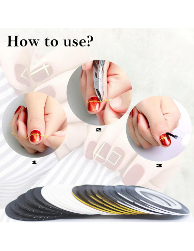 Cinta Estriada para Uñas Hoiumlz - 20 Pcs Brillantes 0.8mm