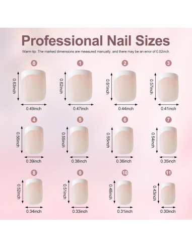 Kits de Uñas Acrílicas Falsas IKISKT 120 Pcs Francesas Cortas