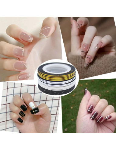 Cinta Estriada para Uñas Hoiumlz - 20 Pcs Brillantes 0.8mm