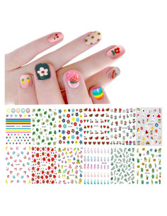 Calcomanías de Uñas IHUKEIT - 12 Hojas 3D Autoadhesivas