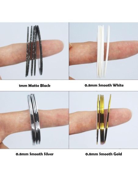 Cinta Estriada para Uñas Hoiumlz - 20 Pcs Brillantes 0.8mm