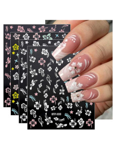Pegatinas de Uñas JMEOWIO 9 Hojas Flores Coloridas
