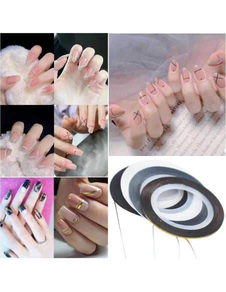 Cinta Estriada para Uñas Hoiumlz - 20 Pcs Brillantes 0.8mm