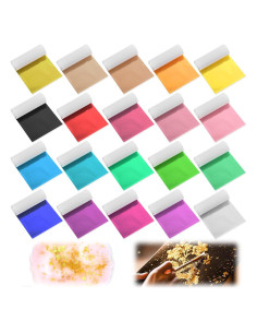 Hojas de Oro para Arte Piriuuo 100 Pcs 8.5x8 cm 20 Colores