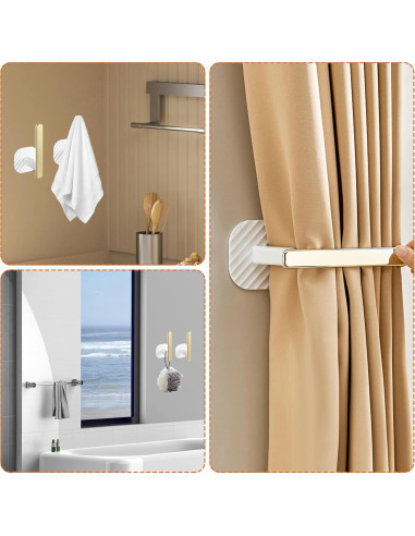 Soportes Adhesivos para Cortinas CIATBYYJ Dorados 2 Piezas