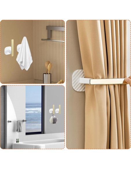 Soportes Adhesivos para Cortinas CIATBYYJ Dorados 2 Piezas