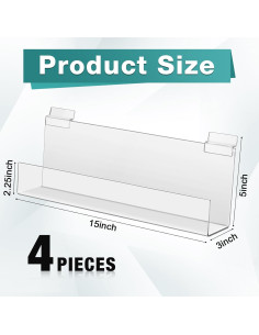 Estantes J de Slatwall Briwooody - 4 Piezas Acrílico Transparente 2