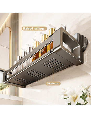 Caddy de Ducha ONXE con Ventosa 40.64 cm, Organizador sin Perforación