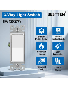 Interruptores de Luz Decorativos BESTTEN 3 Vías Paquete de 10 2