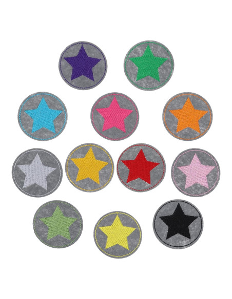 12 Parches de Planchar TIESOME Estrella Multicolor 5 cm