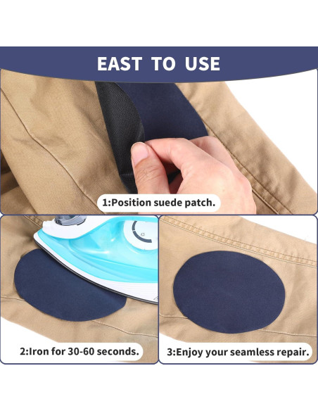 10 Parches Ovalados de Suede Beibunhn para Planchar 11x14 cm