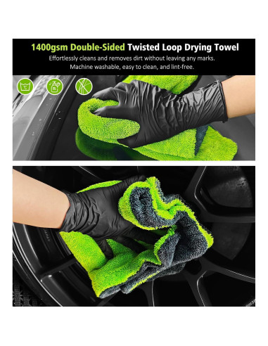 Toallas de Secado Microfibra YeewayVeh 40.64cm Paquete de 2 Verde