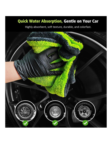 Toallas de Secado Microfibra YeewayVeh 40.64cm Paquete de 2 Verde