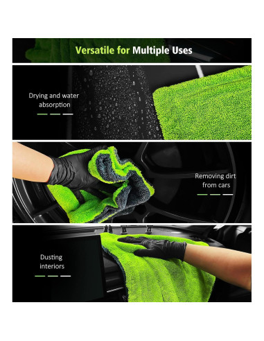 Toallas de Secado Microfibra YeewayVeh 40.64cm Paquete de 2 Verde