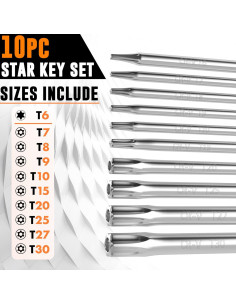 Juego de Llaves Estrella Torx de Seguridad 10 Piezas Mutt Tools 2