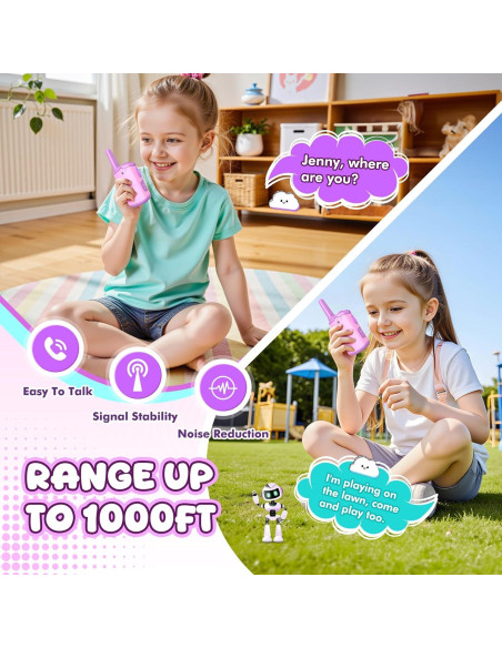 Walkie Talkies para Niñas Comedyfun Rosa 2 Unidades 304.8m