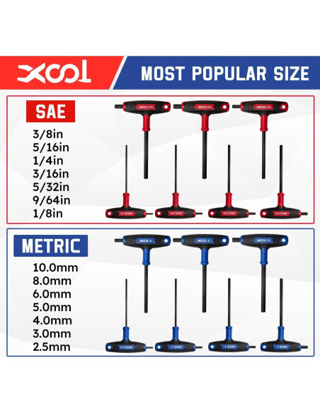 Juego de Llaves Allen T 14 Piezas XOOL Métricas y SAE