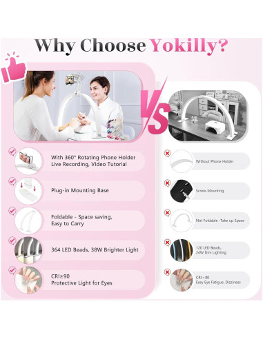 Lámpara de Escritorio Media Luna Yokilly 73.66 cm con Soporte