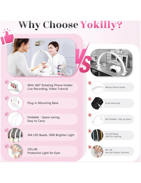 Lámpara de Escritorio Media Luna Yokilly 73.66 cm con Soporte