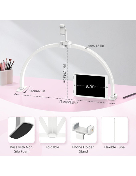 Lámpara de Escritorio Media Luna Yokilly 73.66 cm con Soporte